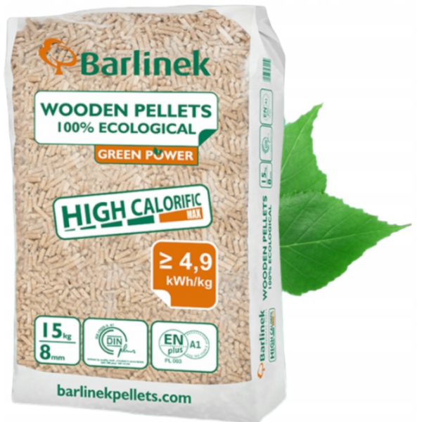 Pellet Barlinek 6 mm – 66 × 15 kg (990 kg), certyfikaty ENplus A1 i DINplus